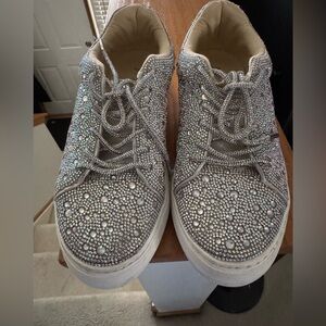 Betsey Johnson Rhinestone Platform Sneakers, Size 8.5